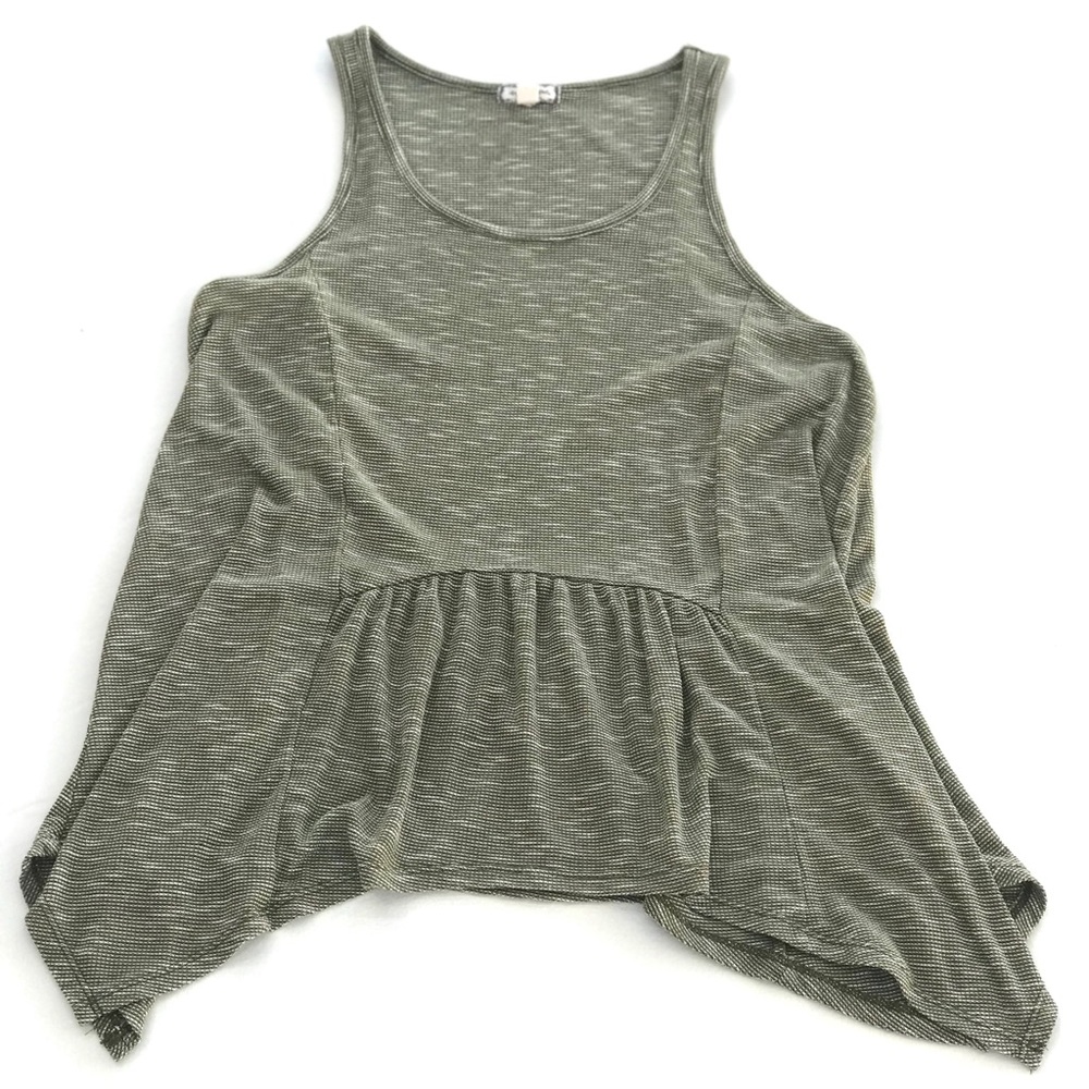 Green waffle knit tank top medium
